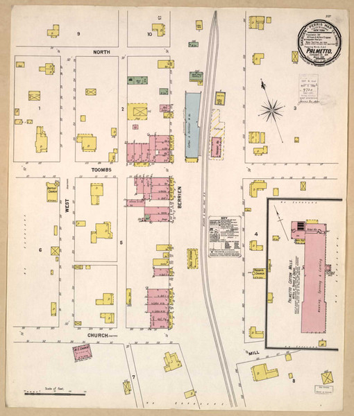Palmetto Georgia 1900 - Fire Insurance Index - Old Map Reprint
