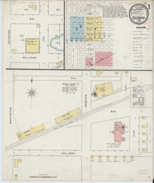 Quitman Georgia 1895 - Fire Insurance Index - Old Map Reprint