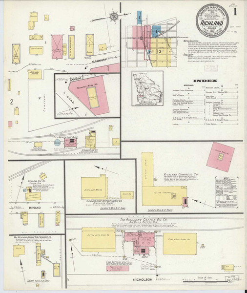 Richland Georgia 1913 - Fire Insurance Index - Old Map Reprint