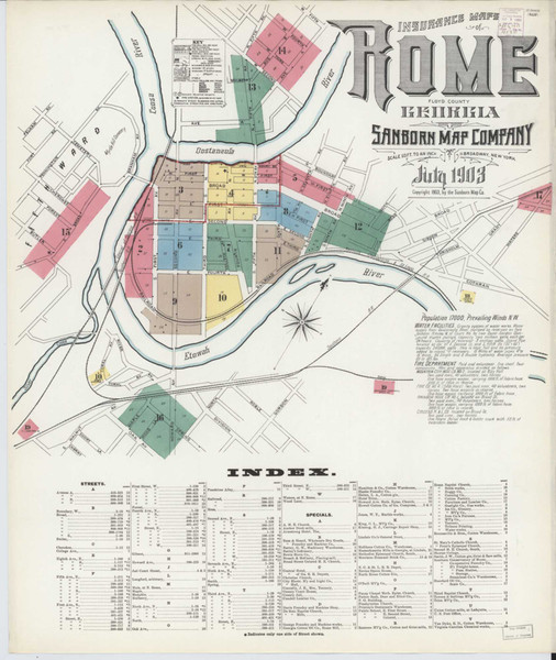 Rome Georgia 1903 - Fire Insurance Index - Old Map Reprint