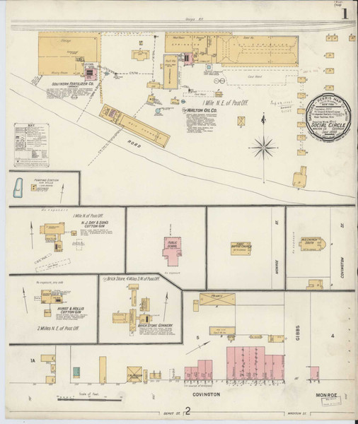 Social Circle Georgia 1899 - Fire Insurance Index - Old Map Reprint