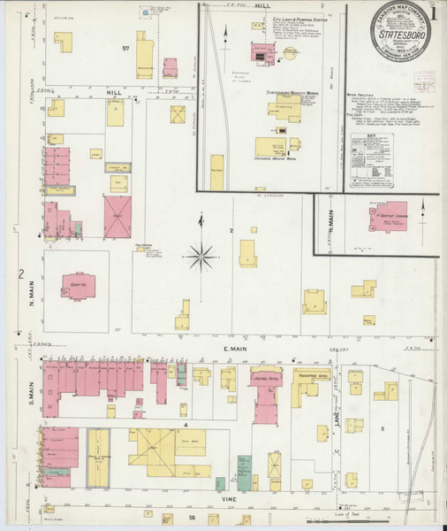 Statesboro Georgia 1908 - Fire Insurance Index - Old Map Reprint