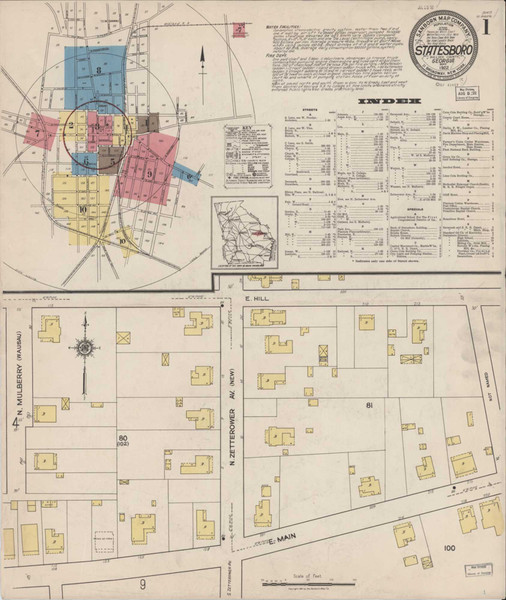 Statesboro Georgia 1922 - Fire Insurance Index - Old Map Reprint