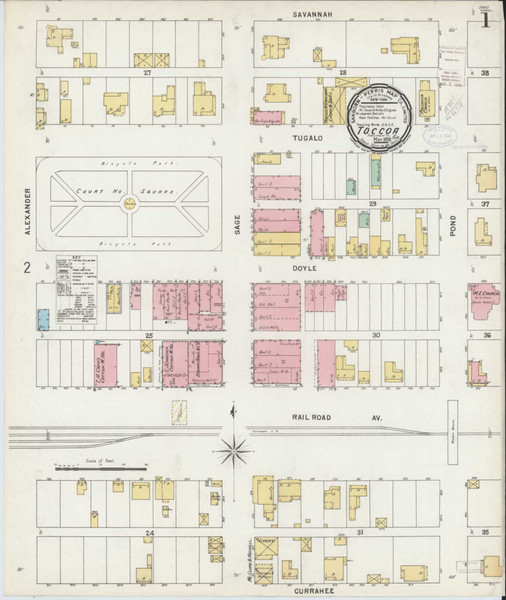 Toccoa Georgia 1898 - Fire Insurance Index - Old Map Reprint