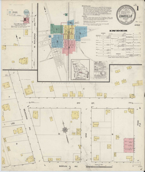 Unadilla Georgia 1915 - Fire Insurance Index - Old Map Reprint