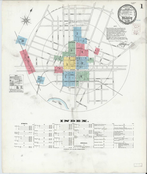 Valdosta Georgia 1900 - Fire Insurance Index - Old Map Reprint