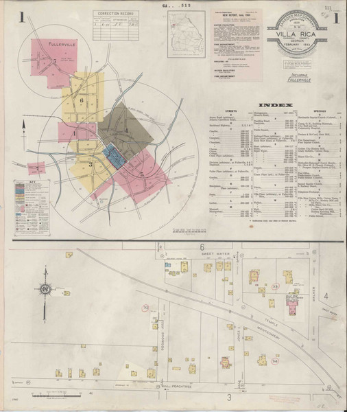 Villa Rica Georgia 1944 - Fire Insurance Index - Old Map Reprint