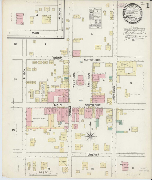 Washington Georgia 1890 - Fire Insurance Index - Old Map Reprint