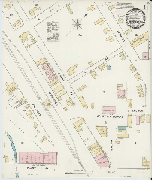 Waycross Georgia 1892 - Fire Insurance Index - Old Map Reprint