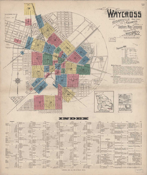 Waycross Georgia 1922 - Fire Insurance Index - Old Map Reprint