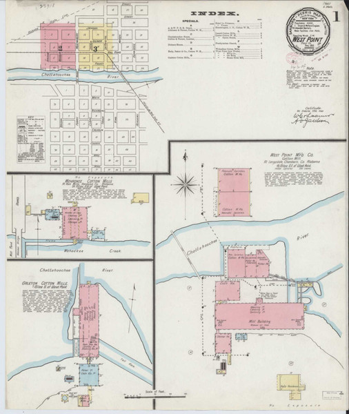 West Point Georgia 1895 - Fire Insurance Index - Old Map Reprint