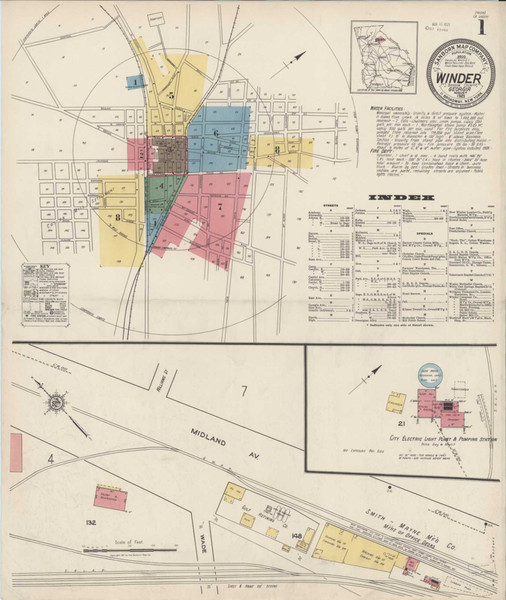 Winder Georgia 1921 - Fire Insurance Index - Old Map Reprint