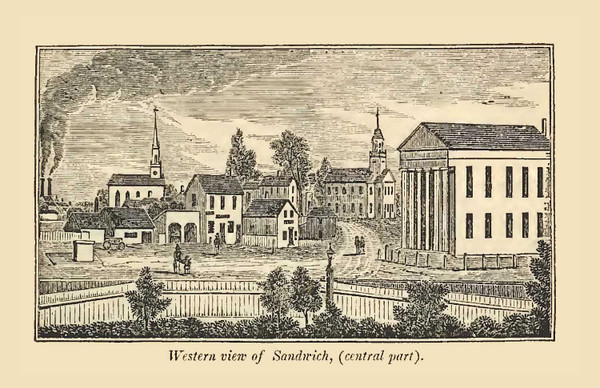 Sandwich, Massachusetts 1839 - John Warner Barber Landscape View - Note Card