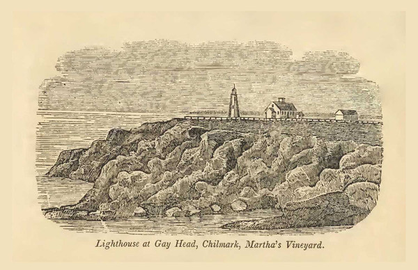 Chilmark, Lighthouse at Gay Head, Massachusetts 1839 - John Warner Barber Landscape View - Note Card