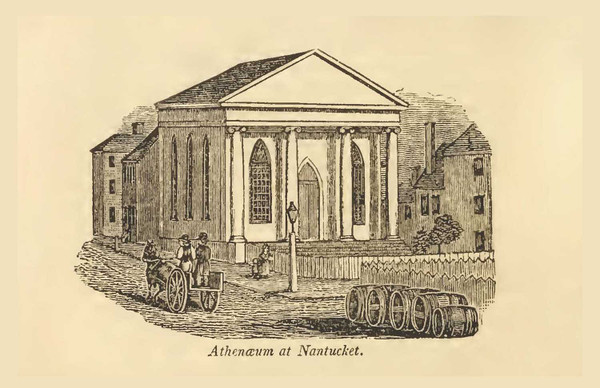 Nantucket Athenaeum, Massachusetts 1839 - John Warner Barber Landscape View - Note Card