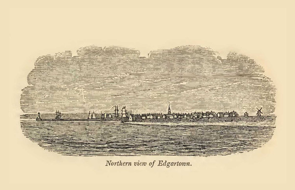 Edgartown - Northern View, Massachusetts 1839 - John Warner Barber Landscape View - Note Card