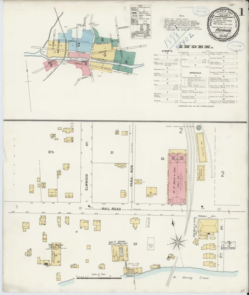 Adams New York 1898 - Fire Insurance Index - Old Map Reprint