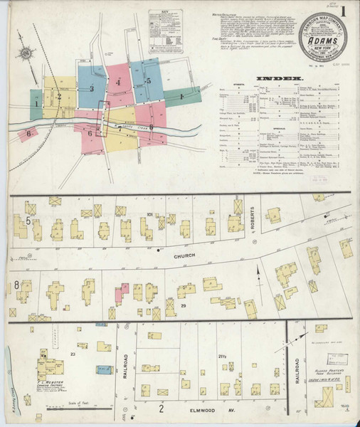 Adams New York 1911 - Fire Insurance Index - Old Map Reprint