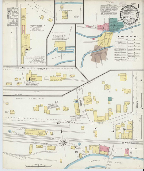 Addison New York 1893 - Fire Insurance Index - Old Map Reprint