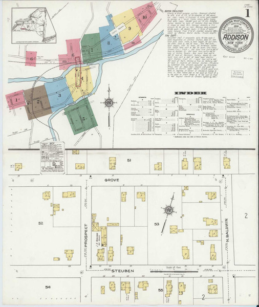 Addison New York 1921 - Fire Insurance Index - Old Map Reprint