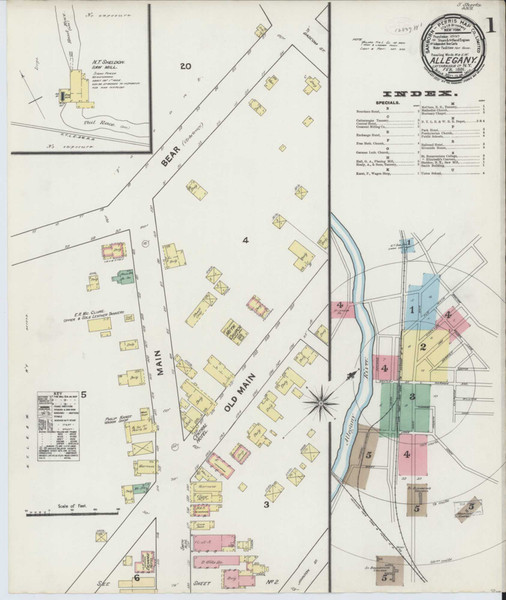 Allegany New York 1891 - Fire Insurance Index - Old Map Reprint
