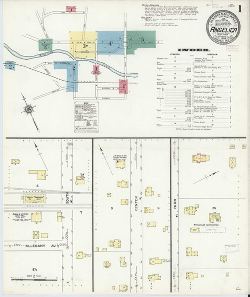 Angelica New York 1909 - Fire Insurance Index - Old Map Reprint
