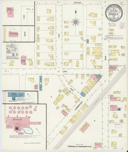 Angola New York 1907 - Fire Insurance Index - Old Map Reprint
