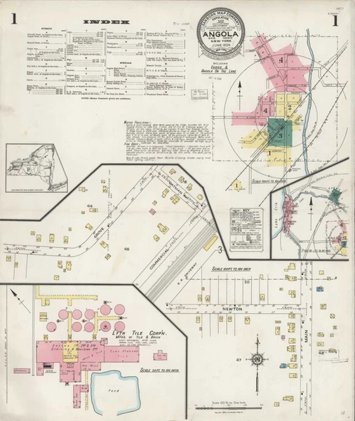 Angola New York 1924 - Fire Insurance Index - Old Map Reprint