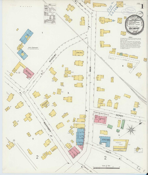 Antwerp New York 1898 - Fire Insurance Index - Old Map Reprint