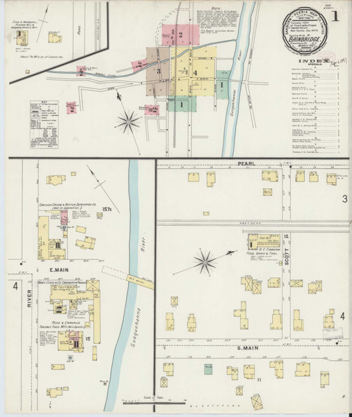 Bainbridge New York 1897 - Fire Insurance Index - Old Map Reprint