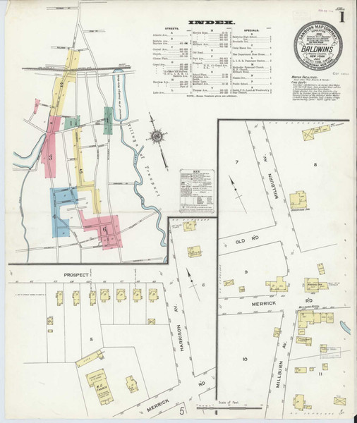 Baldwin New York 1910 - Fire Insurance Index - Old Map Reprint