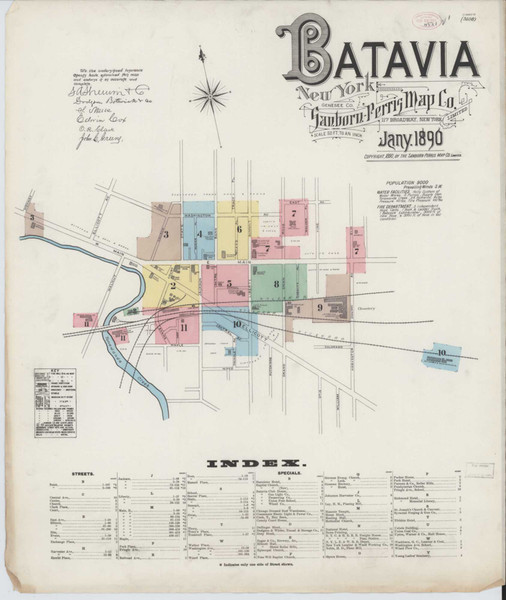 Batavia New York 1890 - Fire Insurance Index - Old Map Reprint