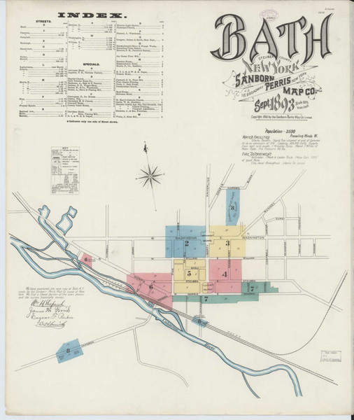 Bath New York 1893 - Fire Insurance Index - Old Map Reprint