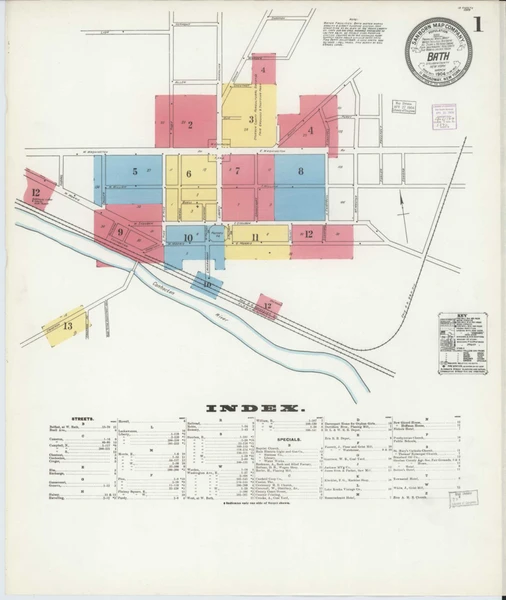 Bath New York 1904 - Fire Insurance Index - Old Map Reprint