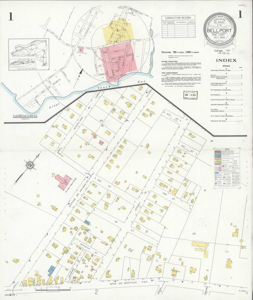 Bellport New York 1933 - Fire Insurance Index - Old Map Reprint