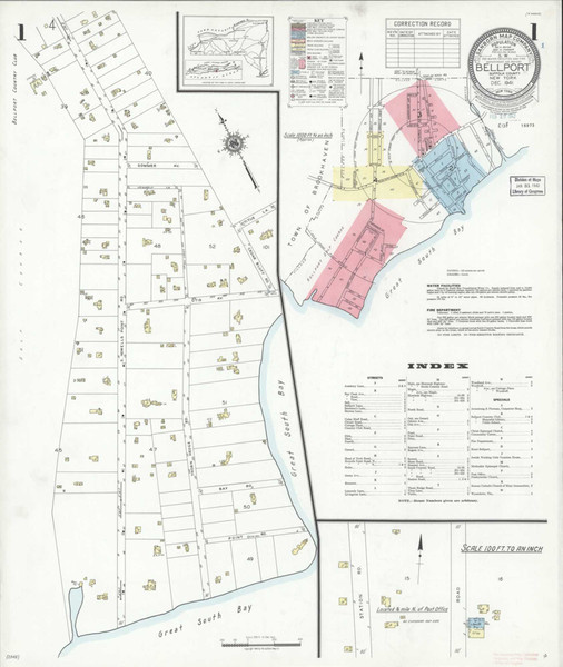 Bellport New York 1941 - Fire Insurance Index - Old Map Reprint