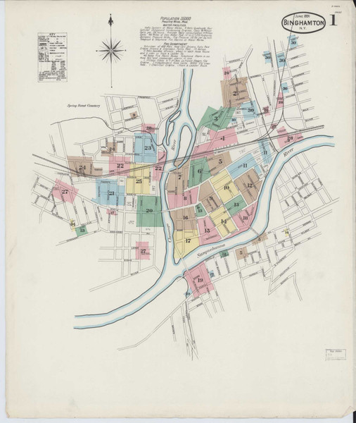 Binghamton New York 1891 - Fire Insurance Index - Old Map Reprint