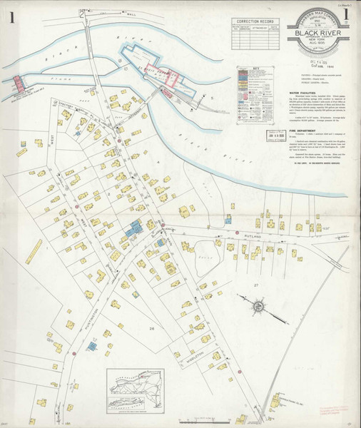 Black River New York 1935 - Fire Insurance Index - Old Map Reprint
