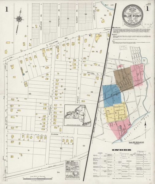 Blue Point New York 1926 - Fire Insurance Index - Old Map Reprint
