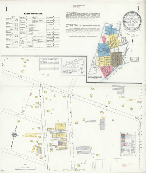 Blue Point New York 1935 - Fire Insurance Index - Old Map Reprint