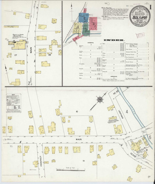 Bolivar New York 1909 - Fire Insurance Index - Old Map Reprint