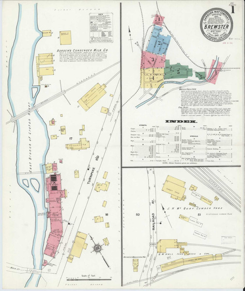Brewster New York 1910 - Fire Insurance Index - Old Map Reprint