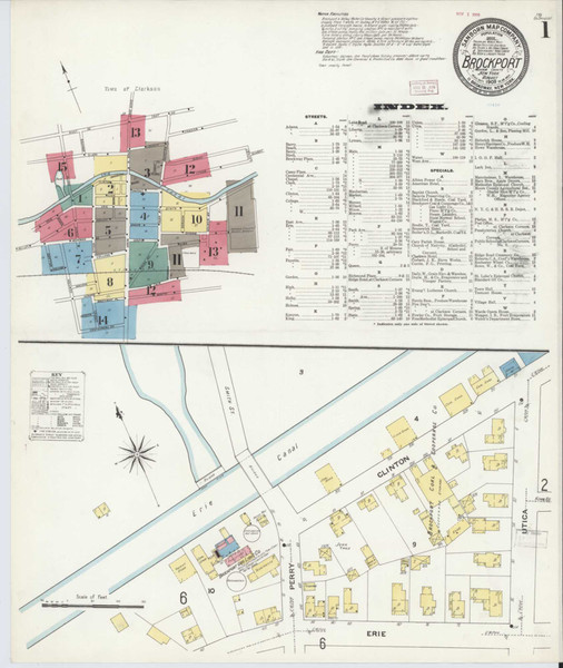 Brockport New York 1909 - Fire Insurance Index - Old Map Reprint