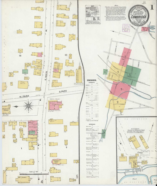 Cambridge New York 1904 - Fire Insurance Index - Old Map Reprint