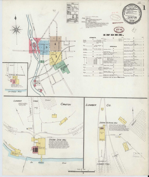 Canton New York 1898 - Fire Insurance Index - Old Map Reprint