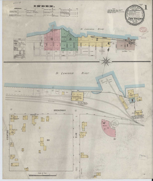 Cape Vincent New York 1895 - Fire Insurance Index - Old Map Reprint