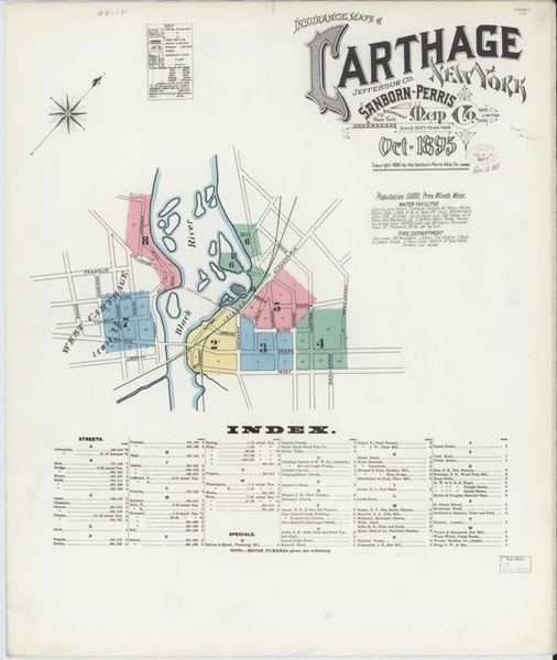 Carthage New York 1895 - Fire Insurance Index - Old Map Reprint