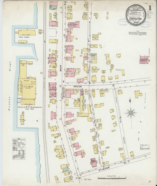 Castleton On Hudson New York 1898 - Fire Insurance Index - Old Map Reprint