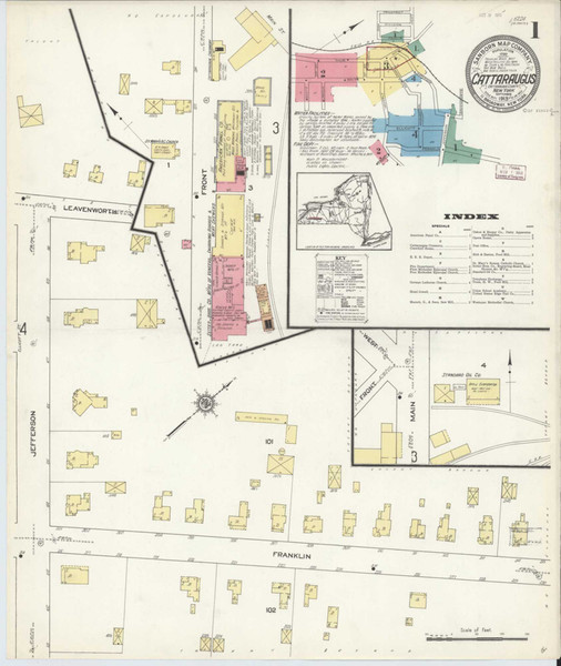 Cattaraugus New York 1913 - Fire Insurance Index - Old Map Reprint