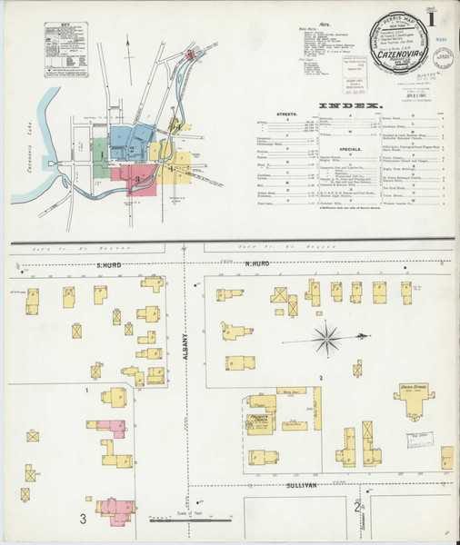 Cazenovia New York 1900 - Fire Insurance Index - Old Map Reprint